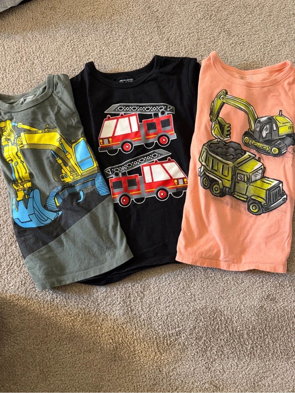 The Children's Place Boys' Peach, Black & Olive Construction Graphic Tees